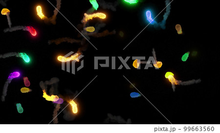 3D rendering of fireballs flying along a complex trajectory 99663560