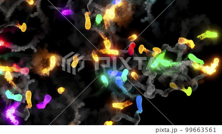 3D rendering of fireballs flying along a complex trajectory 99663561