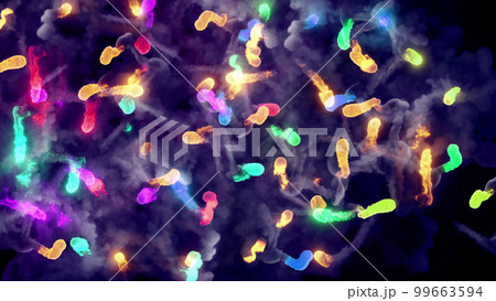 3D rendering of fireballs flying along a complex trajectory 99663594