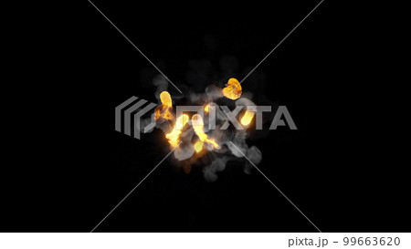3D rendering of multi-colored fireballs flying along a complex trajectory 99663620