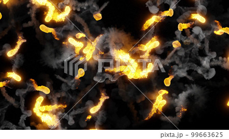 3D rendering of multi-colored fireballs flying along a complex trajectory 3D rendering of multi-colored fireballs flying along a complex trajectory 99663625