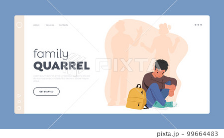 Family Quarrel Landing Page Template. Parents...のイラスト素材 [99664483] - PIXTA