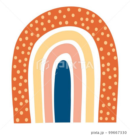 Cute colorful rainbow. Childish flat vector illustrations collection. Weather forecast, meteorology. Rainy clouds and stars isolated on white background. T shirt print design element 99667330