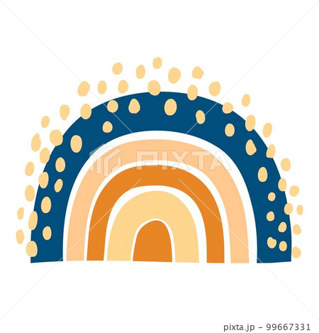 Cute colorful rainbow. Childish flat vector illustrations collection. Weather forecast, meteorology. Rainy clouds and stars isolated on white background. T shirt print design element 99667331