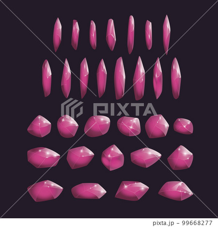 Crystals and natural minerals collection. Cartoon Magic Gemstones set. Game assets. vector illustration 99668277