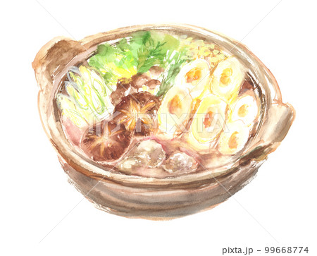 水彩で描いたきりたんぽ鍋のイラスト 水彩で描いたきりたんぽ鍋のイラスト 99668774