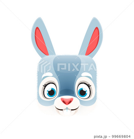 Cartoon bunny kawaii square animal face. Isolated vector rabbit, Easter character portrait. Cute forest hare, zoo personage, cube app button, icon, graphic design element 99669804