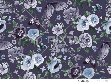 Purple floral watercolor decoration, vector illustration 99670876