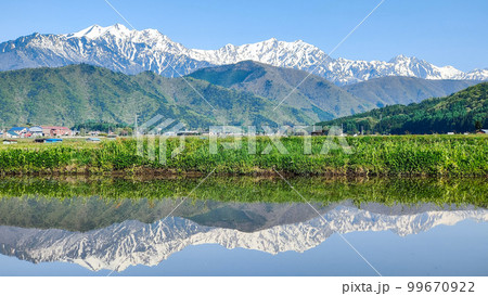 大町市から望む残雪の北アルプス・後立山連峰(5月) 大町市から望む残雪の北アルプス・後立山連峰(5月) 99670922