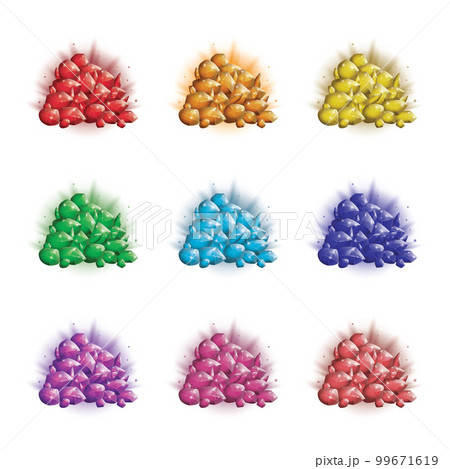 Set of magic Crystals and natural minerals. Gemstones game assets collection. vector illustration 99671619