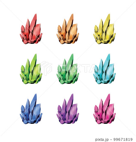 Set of magic Crystals and natural minerals. Gemstones game assets collection. vector illustration 99671819