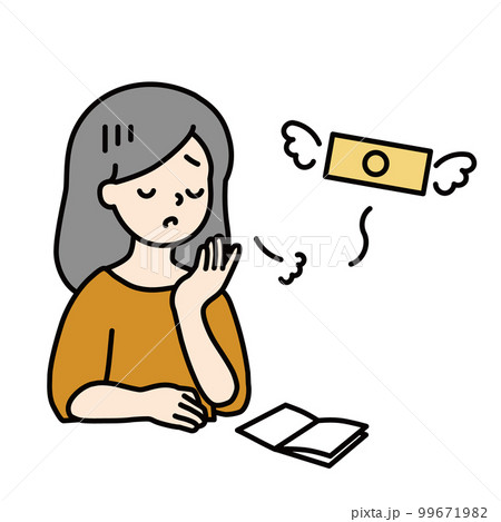 金欠で悩む女性 金欠で悩む女性 99671982