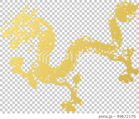 新年賀卡2024年龍年龍生肖印花郵票印章暈染材料新年賀卡手繪插畫素材金色 99672170