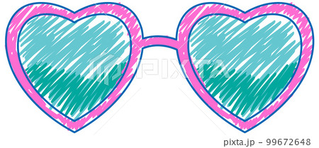 Heart shape sunglasses in pencil colour sketch simple style Heart shape sunglasses in pencil colour sketch simple style 99672648