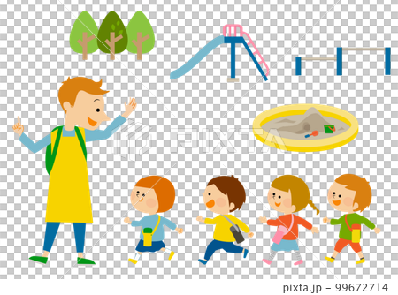 遠足に行く子供たち 99672714