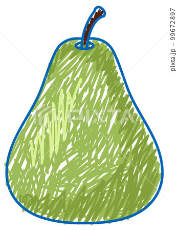Pear pencil colour child scribble style 99672897