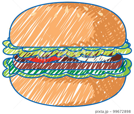 Hamburger in pencil colour sketch simple style 99672898