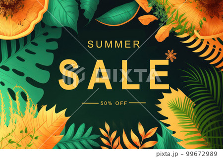 Summer Sale banner 50% off hot season grand sale discount poster banner background. 99672989