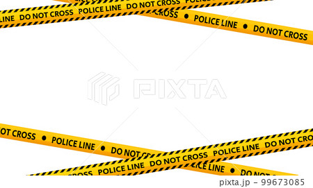 Police line do not cross tapes. Crossed yellow and black caution stripes. Danger area or crime scene zone stripes background. Warning sign. Vector  99673085
