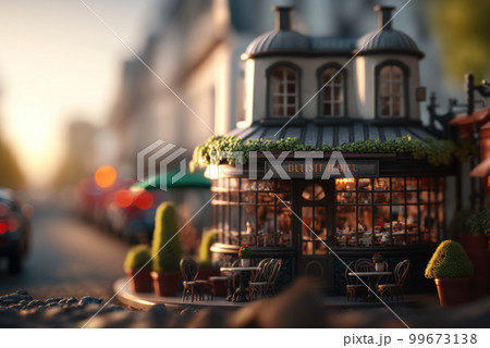 Tilt-Shift,Macro View From the Street of coffee cafe in Tiny Little Town Paris City in daytime, Tilt-Shift,Macro View From the Street of coffee cafe in Tiny Little Town Paris City in daytime, 99673138