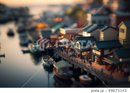 Macro View From the fish market in Tiny Little Town City before Sunset Time 99673143