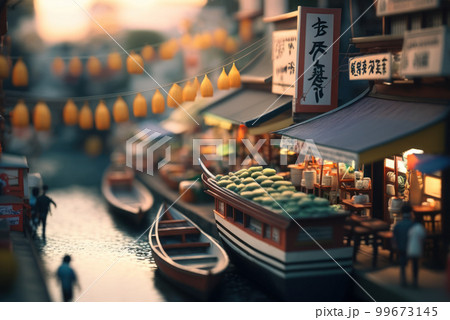 Macro View From the fish market in Tiny Little Town City before Sunset Time 99673145