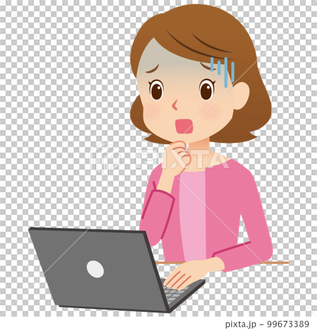 A woman who operates a computer, a housewife, trouble 99673389