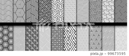 Geometric set of seamless black and white patterns. Simpless vector graphics 99673595