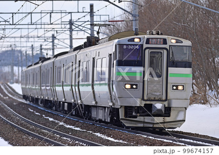千歳線 島松ー北広島 JR北海道 733系3000番台 B-3206編成(札幌) 快速 エアポート 千歳線 島松ー北広島 JR北海道 733系3000番台 B-3206編成(札幌) 快速 エアポート 99674157