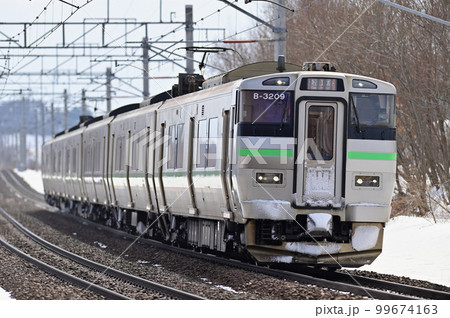 千歳線 島松ー北広島 JR北海道 733系3000番台 B-3209編成(札幌) 快速 エアポート 千歳線 島松ー北広島 JR北海道 733系3000番台 B-3209編成(札幌) 快速 エアポート 99674163