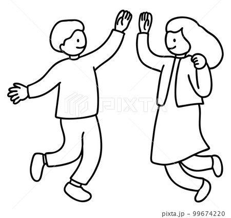 ハイタッチする2人のベクターイラスト 99674220