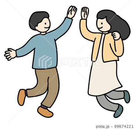 ハイタッチする2人のベクターイラスト ハイタッチする2人のベクターイラスト 99674221