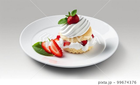 春を感じさせるイチゴのプチケーキ：精緻なCG画像で表現
