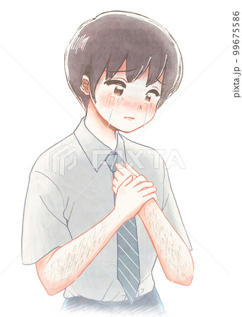 濃い腕毛がコンプレックスになっている男子生徒イラスト 99675586