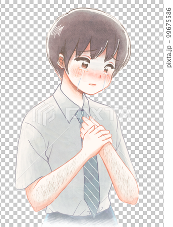 濃い腕毛がコンプレックスになっている男子生徒イラスト 99675586
