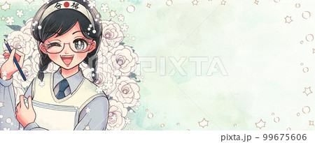 受験をがんばるキラキラ少女のイラスト広告バナー・少女漫画 99675606