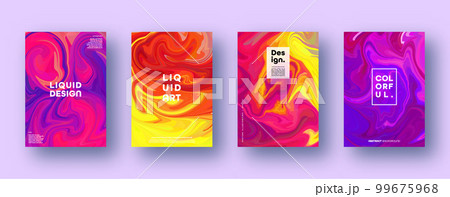 Colorful abstract geometric background. Liquid dynamic gradient waves. Fluid marble texture. Modern covers set. Vector illustration 99675968