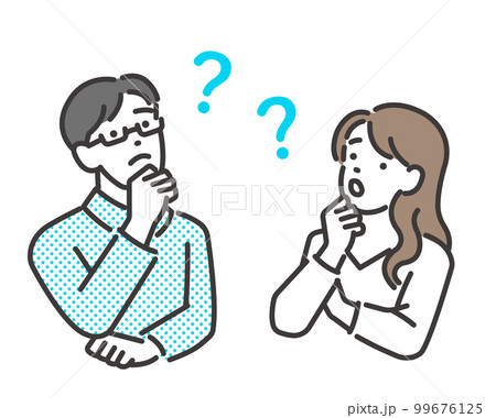 悩み事がある夫婦のベクターイラスト素材／家族／カップル 99676125