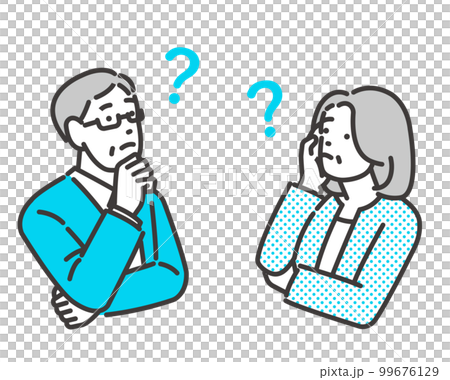 有煩惱的年長夫婦/家庭/夫婦的矢量圖素材 99676129