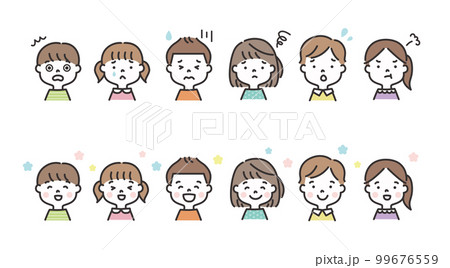 子どもの表情バリエーションイラストセット 喜怒哀楽 子どもの表情バリエーションイラストセット 喜怒哀楽 99676559