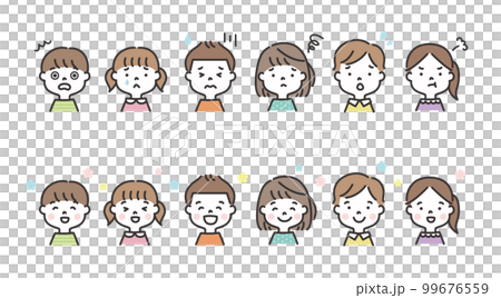 子どもの表情バリエーションイラストセット 喜怒哀楽 子どもの表情バリエーションイラストセット 喜怒哀楽 99676559