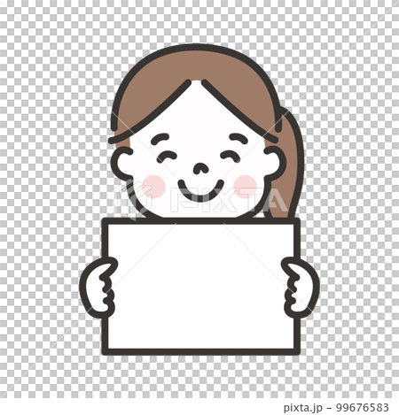 Illustration of a girl holding a white panel Illustration of a girl holding a white panel 99676583