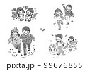 幼稚園・保育園の遠足イラスト（秋・冬） 99676855