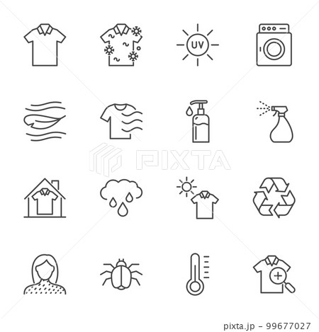 laundry icons set, simple thin line icon 99677027