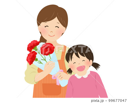 母の日の親子イメージ_お母さんと女の子 99677047