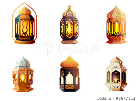 set vector illustration of muslim lantern ramadan concept 99677512