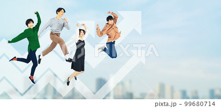 ジャンプする若い人々 成長と飛躍 Z世代 ジャンプする若い人々 成長と飛躍 Z世代 99680714