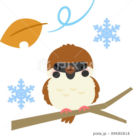 枝にとまったふくら雀 枝にとまったふくら雀 99680818