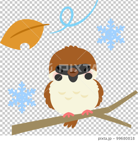 枝にとまったふくら雀 枝にとまったふくら雀 99680818