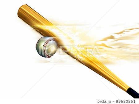 スポーツの概念で衝突する野球のボールとバットに火炎の効果を合成した3dイラスト 99680861